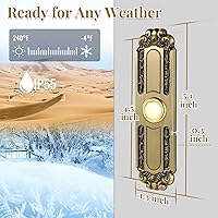 Vista 3 de Dreyoo Botón de metal iluminado para timbre, interruptor universal de apertura de puerta de garaje con luz LED compatible con la mayoría de timbres