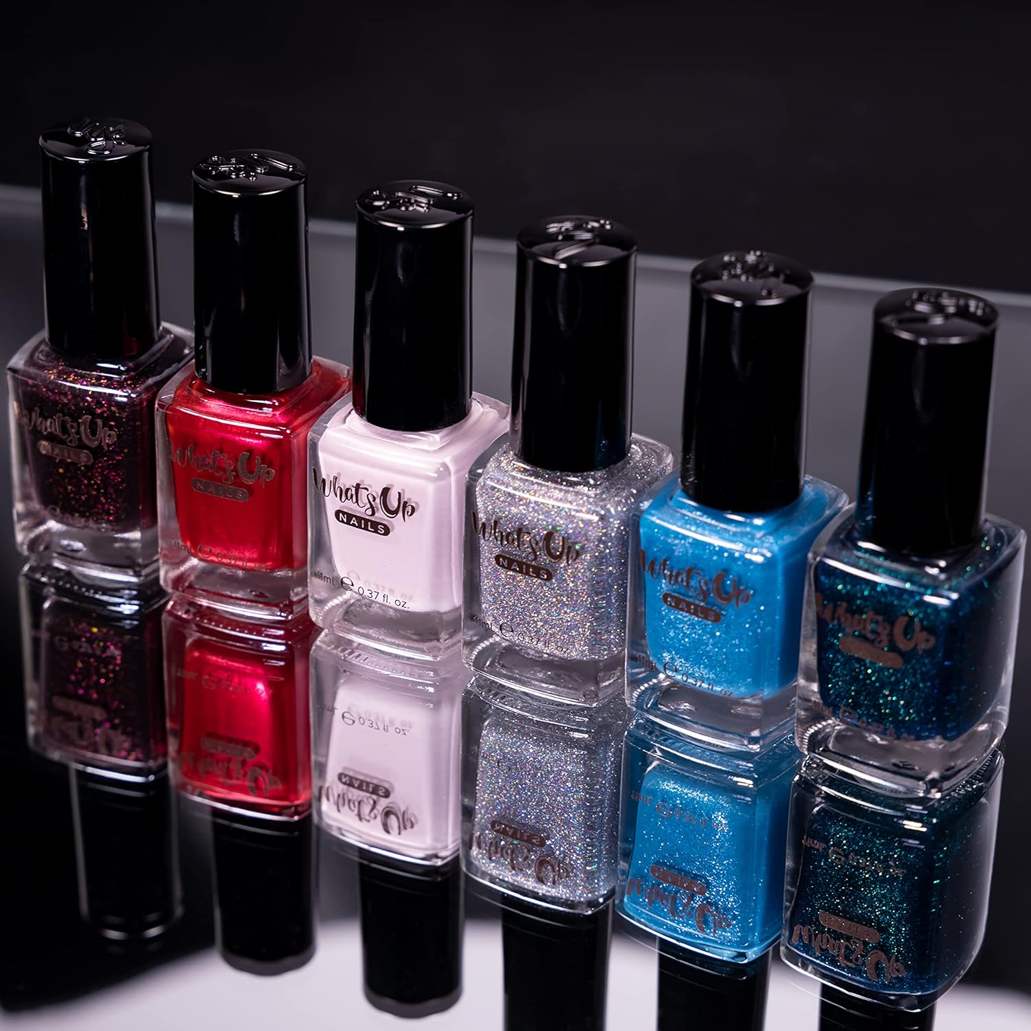 [Do not publish] Whats Up Nails - Frosted Tips Collection 6 Polishes (Pump the Rakes, Cherry-bration, To and Froyo, The Glint Life, Slippery When Cold, Teal Good Moment)