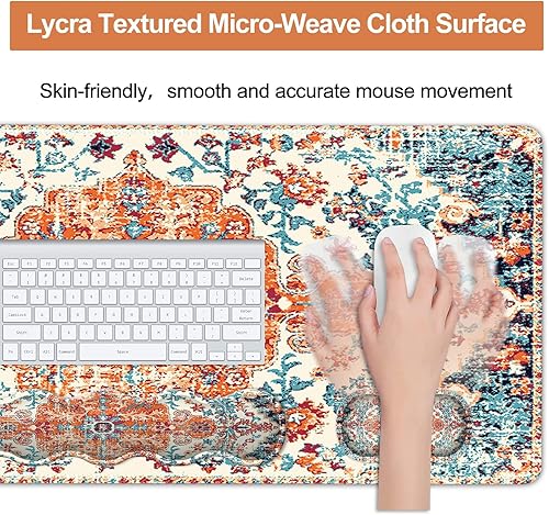 Miniatura 35 de iLeadon Pad Set, Large Gaming Mouse Pad + Keyboard Wrist Rest + Mouse Pad with Wrist Support + Coaster, Easy Typing Pain Relief, 35.4x15.7in Desk