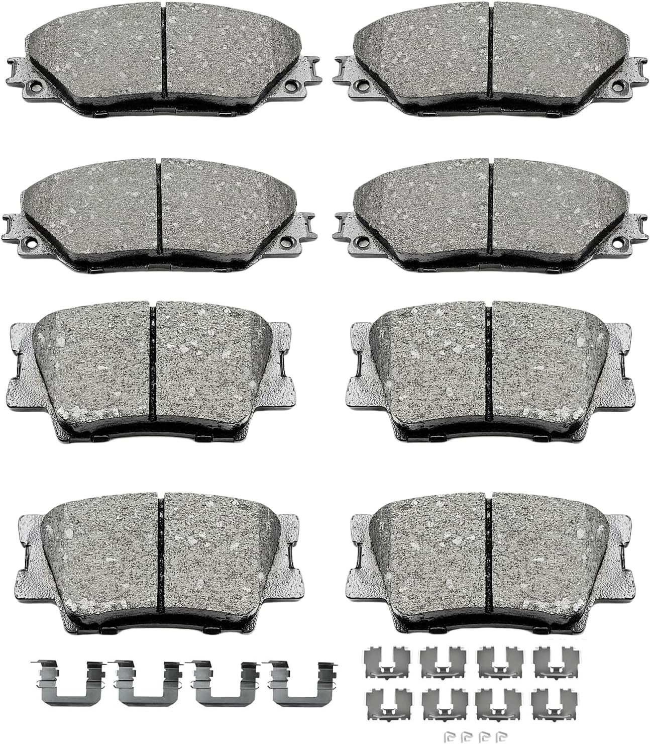 D1211 D1212 8pcs Ceramic Front Rear Brake Pads With Clips Fit For 2009-2010 For Pontiac Vibe,2009-2013 For Toyota Matrix,2006-2018 For Toyota RAV4