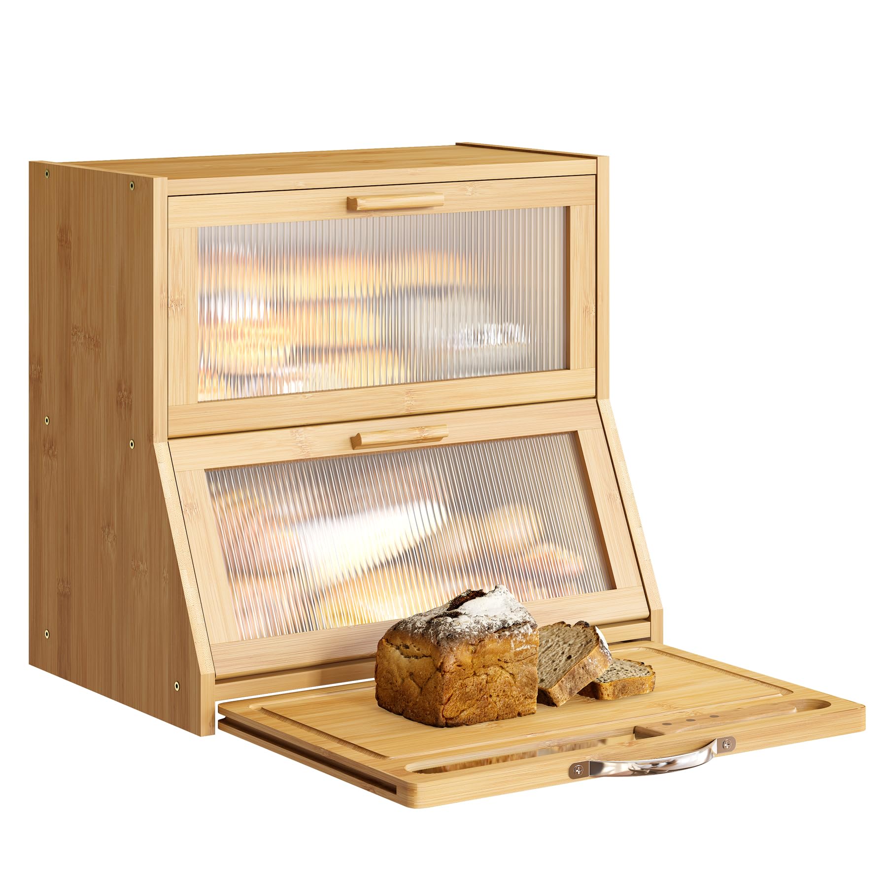 Amazon.com: BMOSU Double-Layer Large Bread Box with Cutting