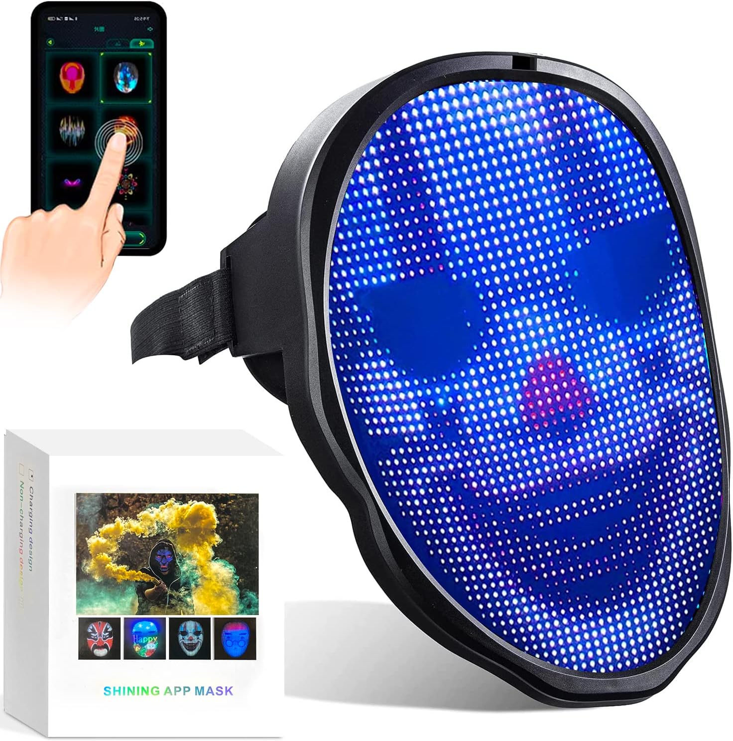 Facemask® LED Connecté: Masque Premium Programmable Bluetooth pour Cosplay et Halloween
