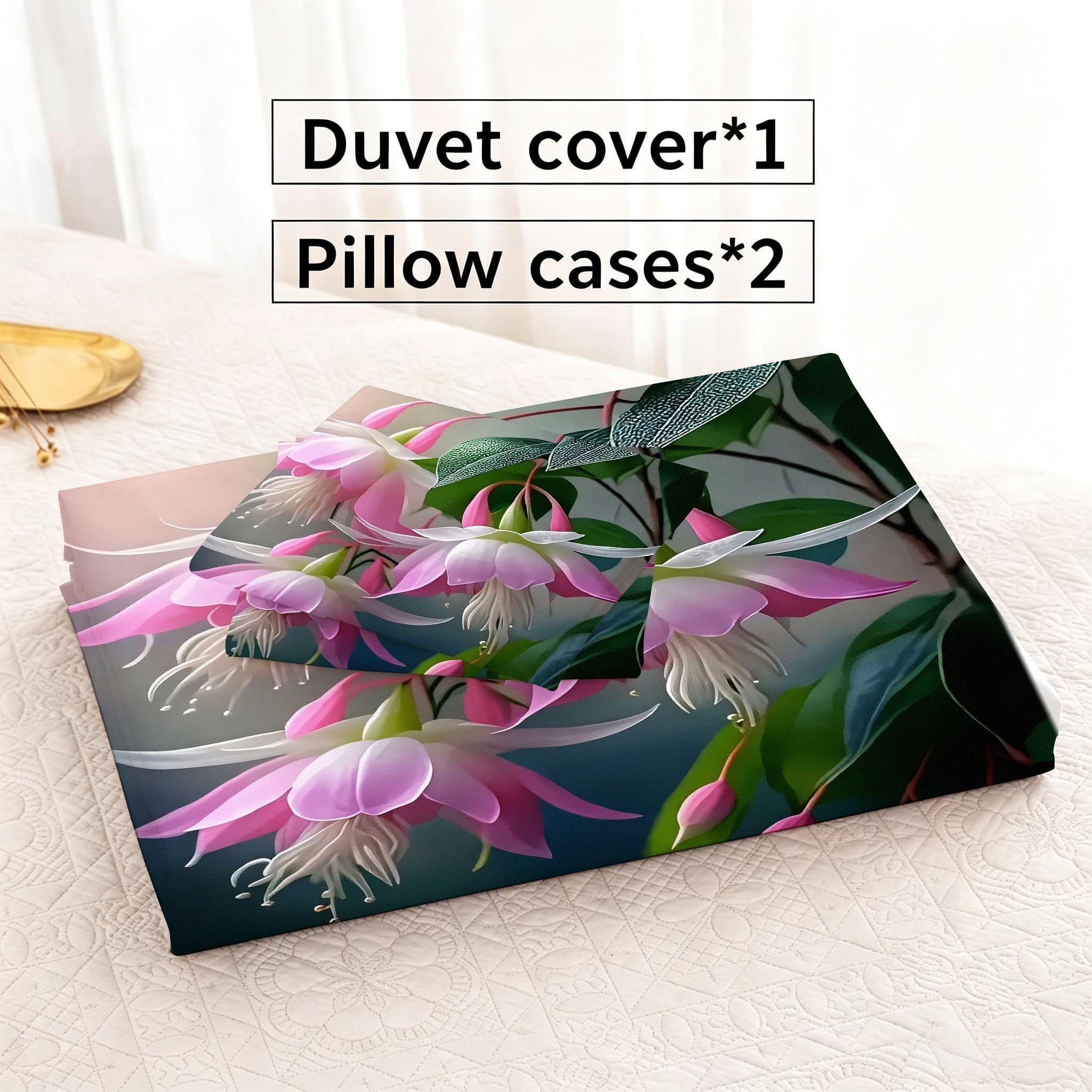 Copripiumino Matrimoniale Fiori Rosa 260x240, ZW888 | Traspiranti Durevoli Microfibra, per Tutta la Famiglia, Matrimoniale, per Tutte le Stagioni, con 2 Federe 50x80 cm