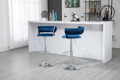 Miniatura 5 de Kakotito Taburetes de bar con respaldo y reposapiés, taburetes de bar ajustables con patas plateadas, taburete de bar retro y taburete de bar de