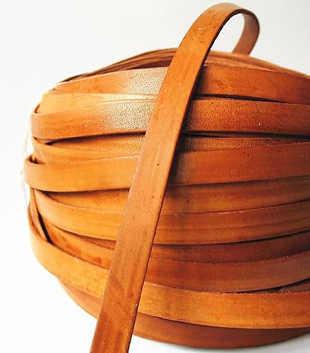 Miniatura 10 de Glory Qin Piel de vaca genuina de 5 yardas de 0.394 in x 0.079 in, cuero auténtico, 0.394 in de ancho, artesanía de cuero real para hacer joyas,