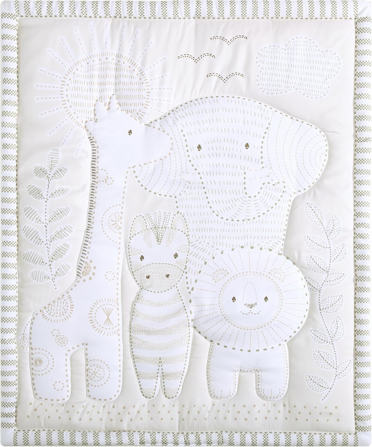 The Hōmistry 3-Piece Crib Bedding Set for Boys & Girls - Reversible Quilt, Fitted Sheet, Crib Skirt - Soft, Breathable & Durable Microfiber Baby Crib Bedding Set - Delicate Jungle Theme