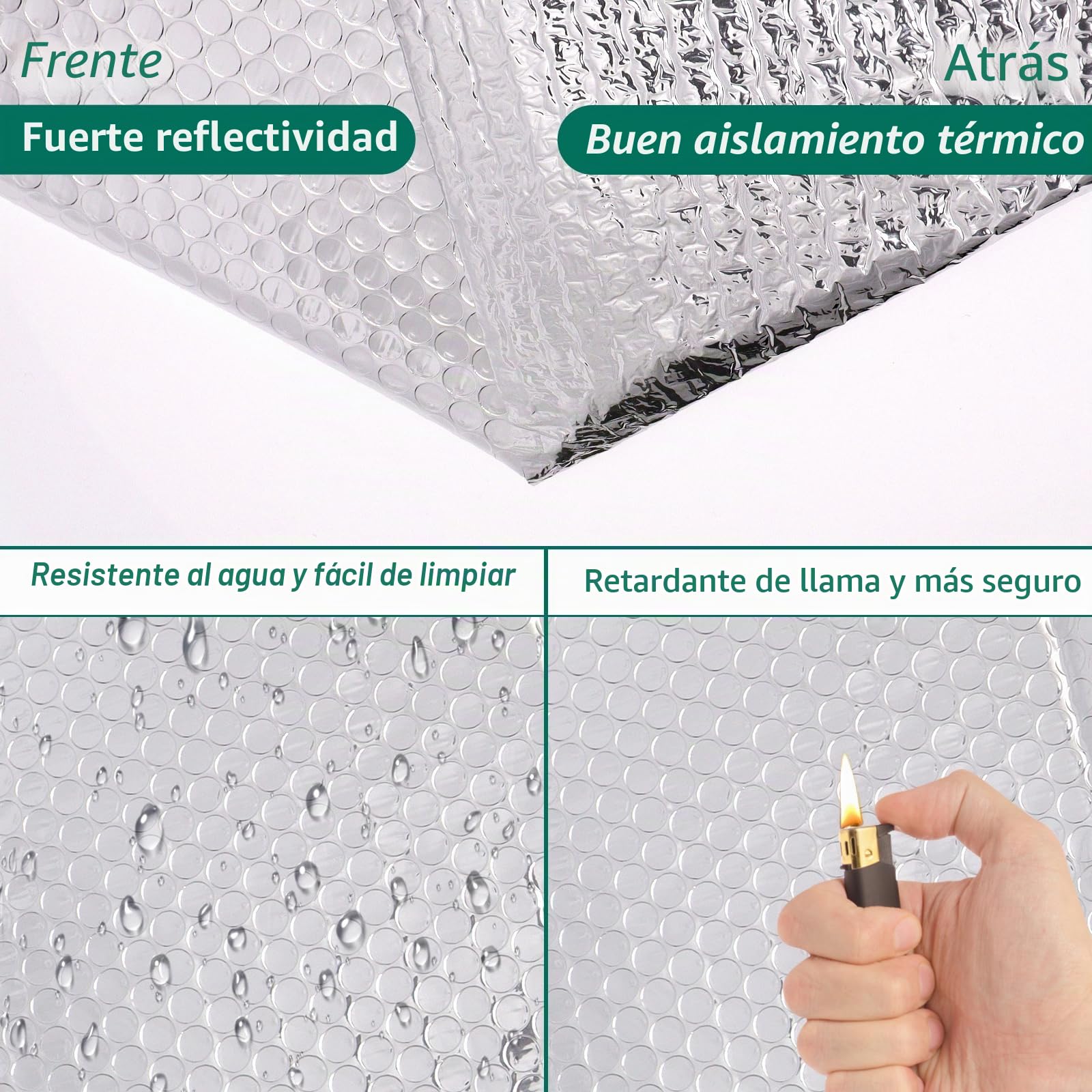 Lámina aislante reflectante de aluminio, 5 m, 60 cm, extrafuerte, para radiadores, techos y ventanas