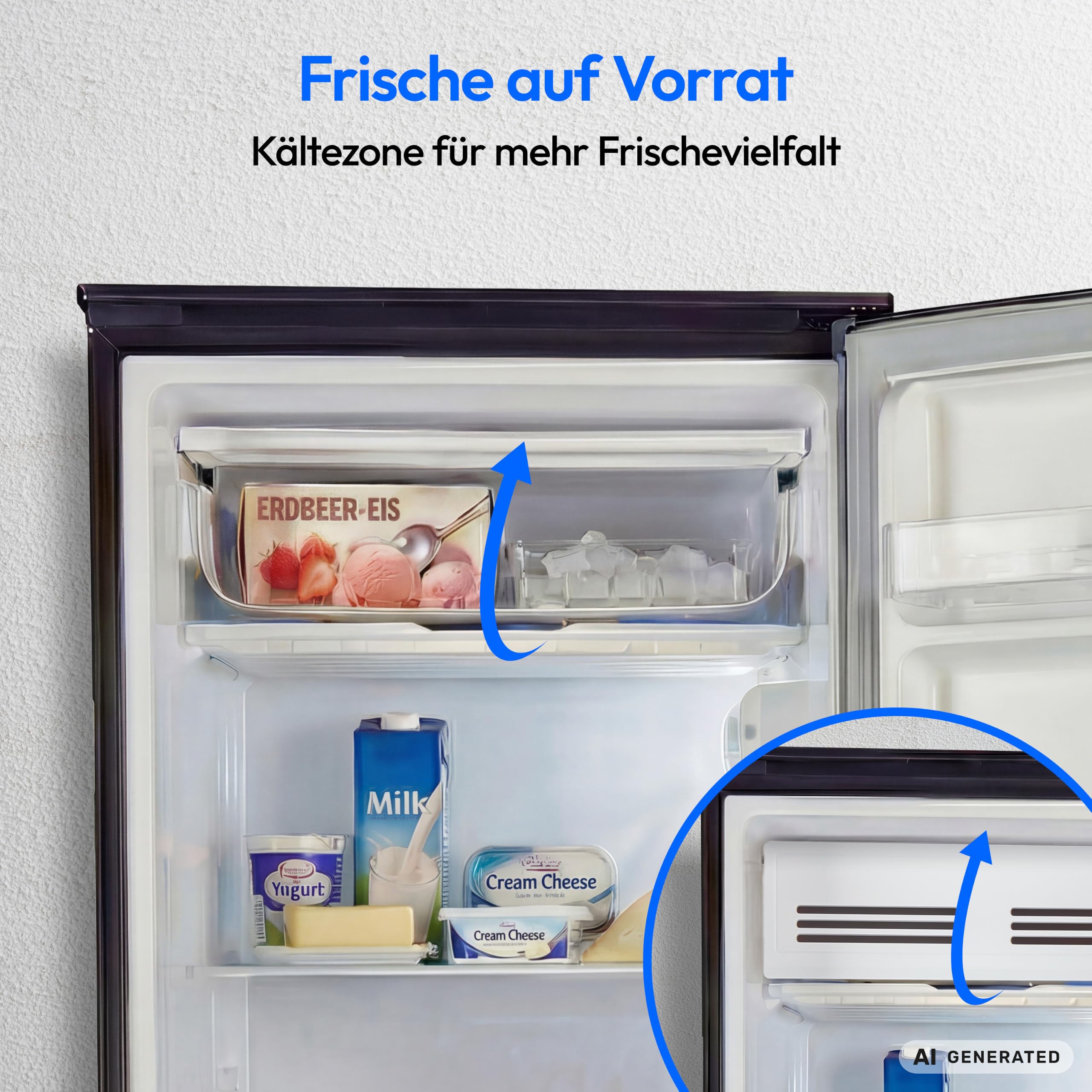 MEDION Kühlschrank mit Gefrierfach 90 Liter - MD370033 - Anthrazit