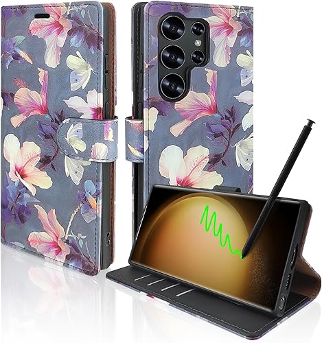 TopPerfekt Funda tipo cartera para Samsung Galaxy S23 Ultra con bloqueo RFID, tarjetero de crédito, funda protectora de piel sintética para mujeres