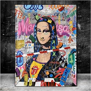 DEATH NYC モナリザ グロック グラフィティ グロック アートポスター Amazon.co.jp: グラフィティアートキャンバスモナリザ現代絵画壁の