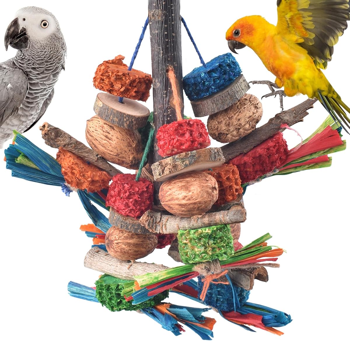 Juguetes para masticar pájaros, corteza natural, nueces de mazorca de maíz, juguetes y golosinas para loros, cacatúas, periquitos, cacatúas, agapornis, mascotas, jaula, juguete para morder