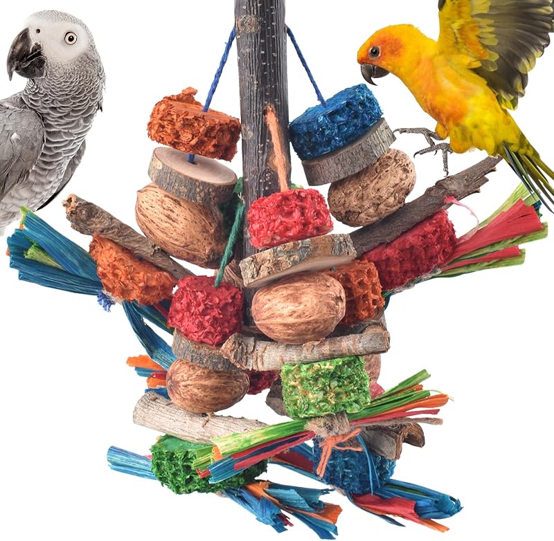 Juguetes para masticar pájaros, corteza natural, nueces de mazorca de maíz, juguetes y golosinas para loros, cacatúas, periquitos, cacatúas, agapornis, mascotas, jaula, juguete para morder
