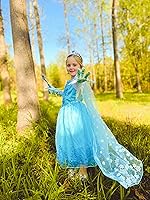 Vista 2 de Aoiviss Disfraz de princesa Elsa para niñas, vestido de Frozen para Halloween, cumpleaños, cosplay