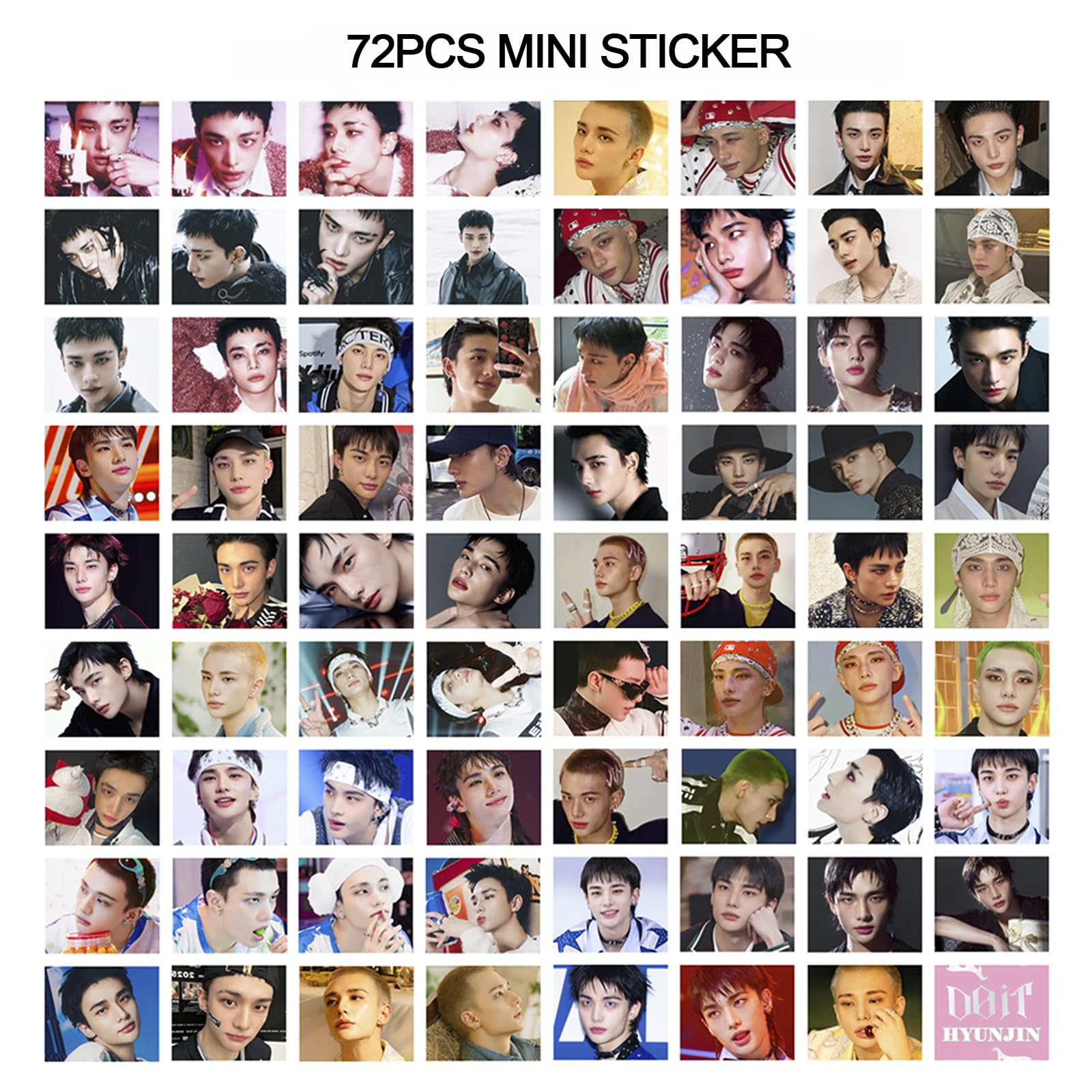 Fotocard dei Stray Kids 127 pezzi, set di foto per l'album DO IT, merchandise dei Stray Kids, 55 pezzi di fotocard e 72 pezzi di adesivi, regalo per STAY, set regalo per i Stray Kids (HYUNJIN)
