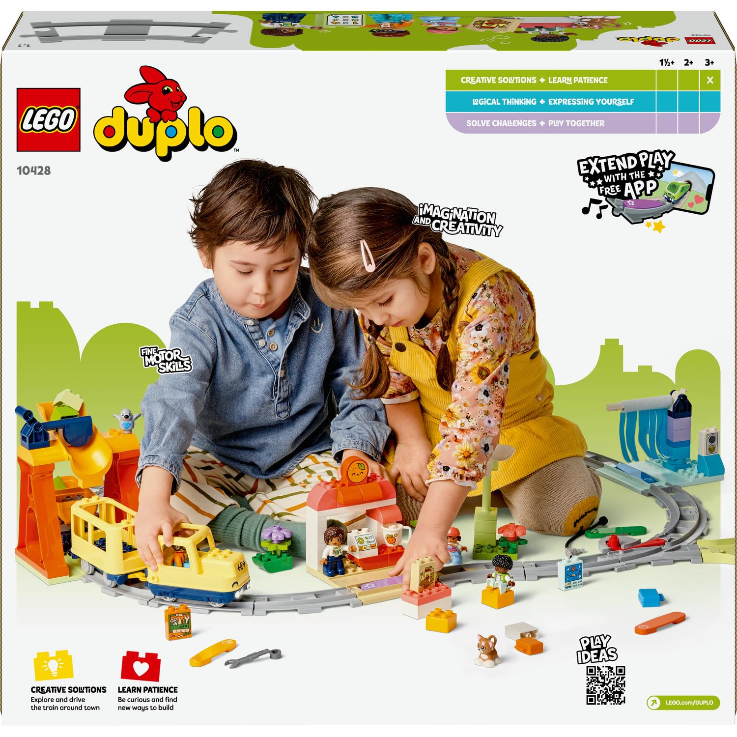 LEGO DUPLO Town Büyük İnteraktif Mahalle Treni 10428 – 3 Yaş ve Üzeri Çocuklara Özel Işıklı, Sesli ve Raylı Yaratıcı ve Eğitici Oyuncak Yapım Seti (103 Parça)