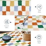 Garvee 10x13 Checkered Area Rug for Living Room, Washable Neutral Bedroom Checkered Carpet, Modern Fluffy Shag Rugs for Playroom Dorms, Large Soft Fuzzy Rug for Nursery, High Pile Tapis,GreMulti