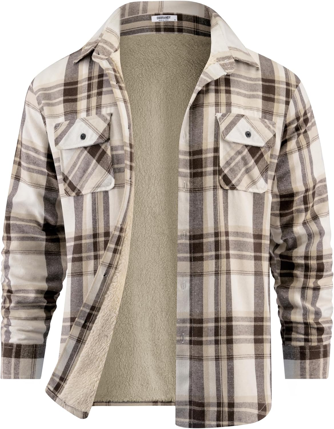 Product image of COOFANDY Men's Sherpa Lined Flannel Shirt Jacket Long Sleeve Button Up Fleece Plaid Shirts