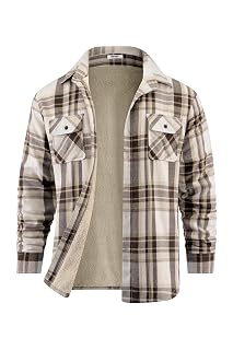 COOFANDY Men's Sherpa Lined Flannel Shirt Jacket Long Sleeve Button Up Fleece Plaid Shirts - Amazon product rated Grade A