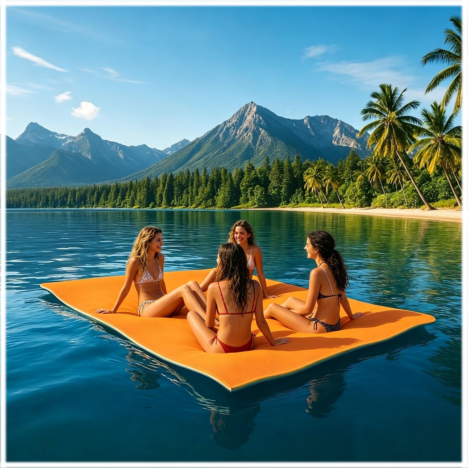 Tappetino galleggiante per lago, resistente tappetino per giglio per ricreazione, relax, nuoto, divertimento in spiaggia, feste in piscina, prendere il sole, attività in famiglia, capacità 6 persone