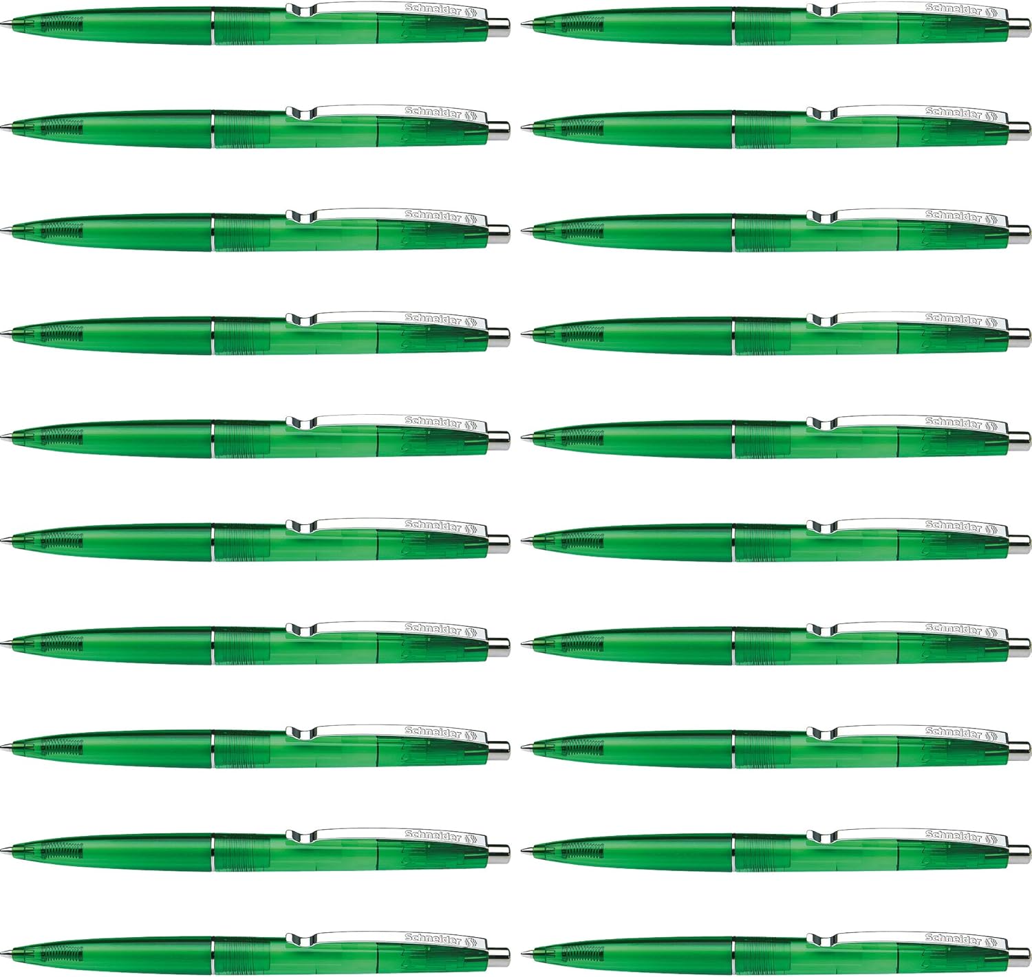 Schneider K-20 Icy Retractable Ballpoint Pen, Green, Box of 20 (132004)