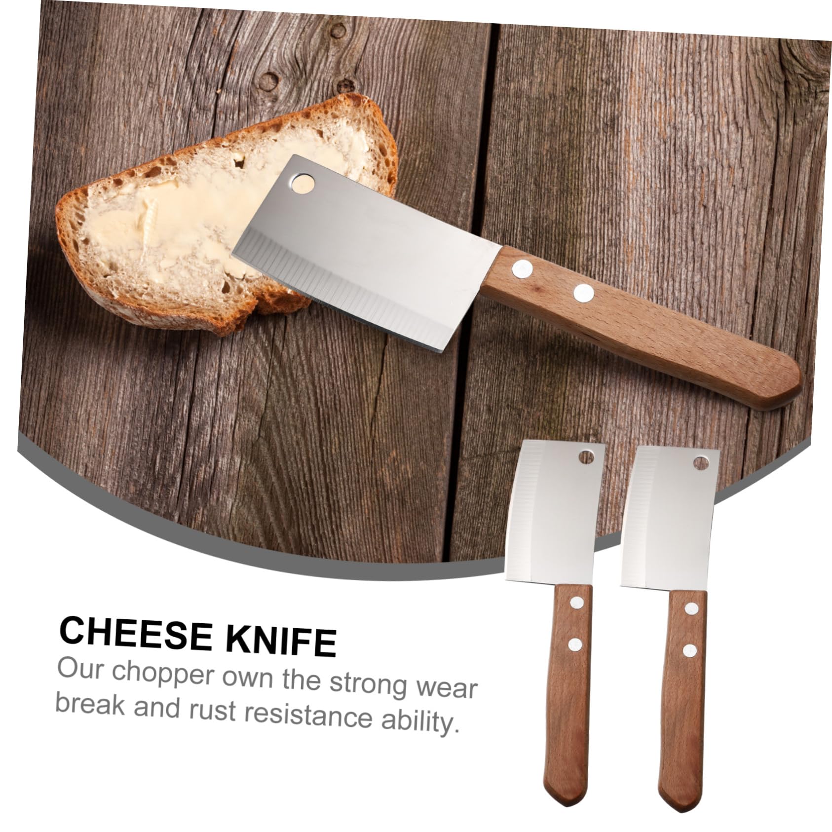 Couteau à Fromage Mini Lot de 2 en Acier Inoxydable et Bois