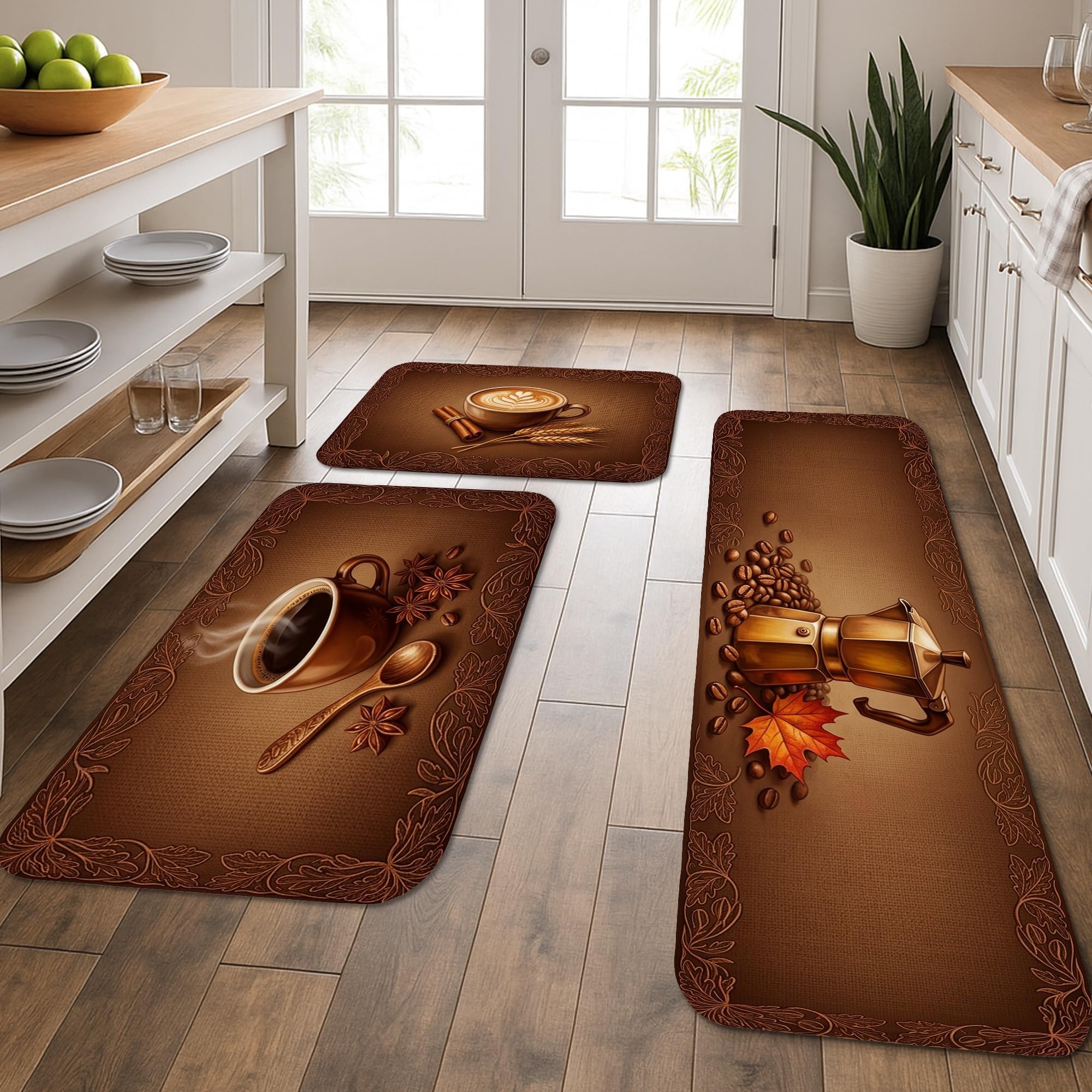 Tapis de cuisine lavables en grains de café : protégez vos sols avec ce lot de 3 tapis