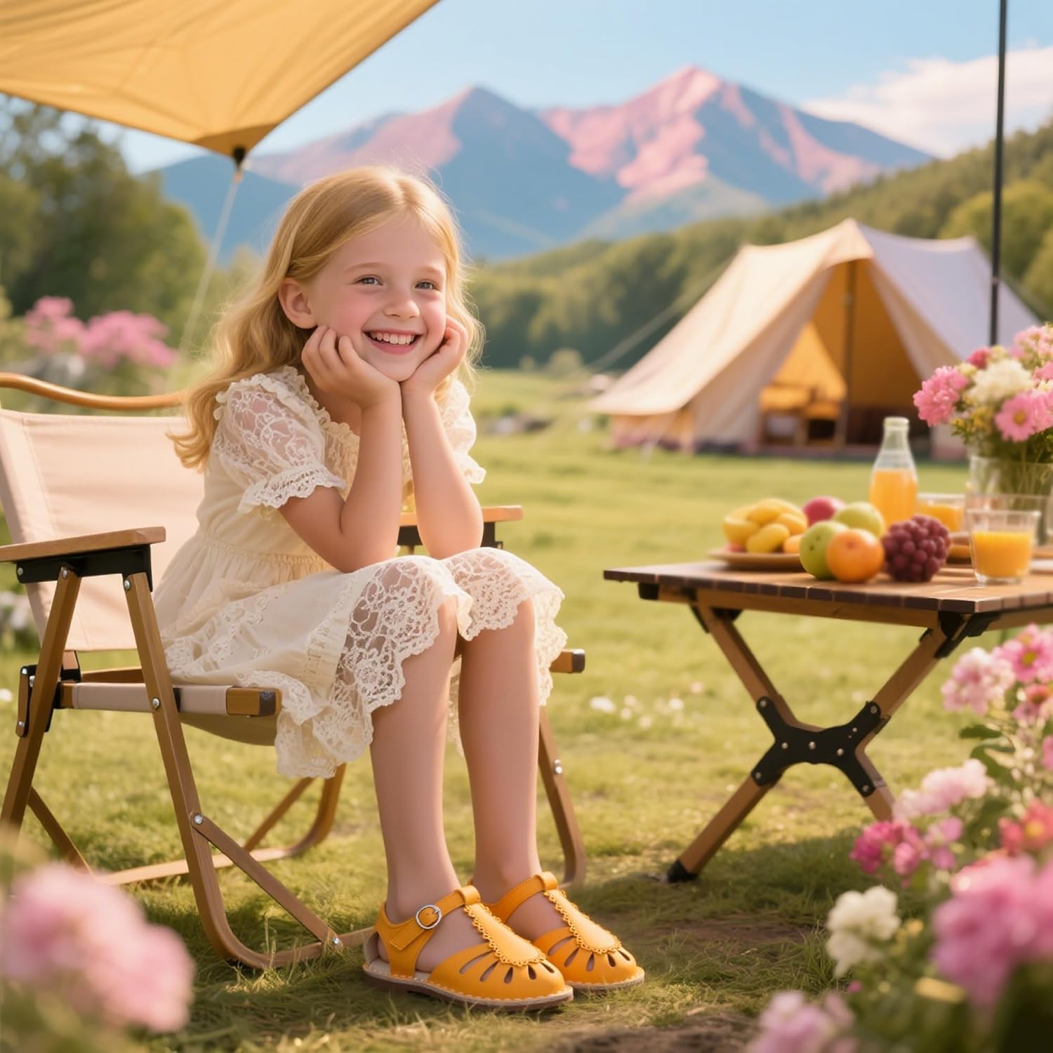 THEE BRON Toddler Girl Vintage Closed-Toe Sandals Hollow Out Rustic Summer Shoes