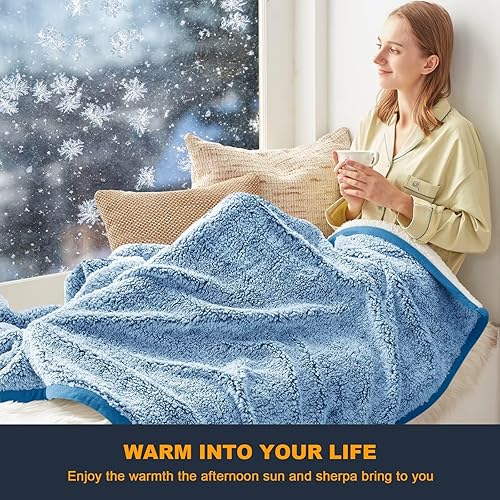 Miniatura 2 de Manta Sherpa de forro polar acogedor, cálida manta de invierno para adultos, manta de felpa suave y divertida para la cama o el sofá, bonita