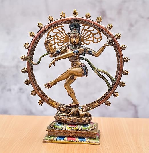 Polyresin Lord Shiva Dancing Natraj/Nataraja Statue Handcrafted Sculpture for Home and Puja Decor| nataraj Statue for Home| (10 inch)