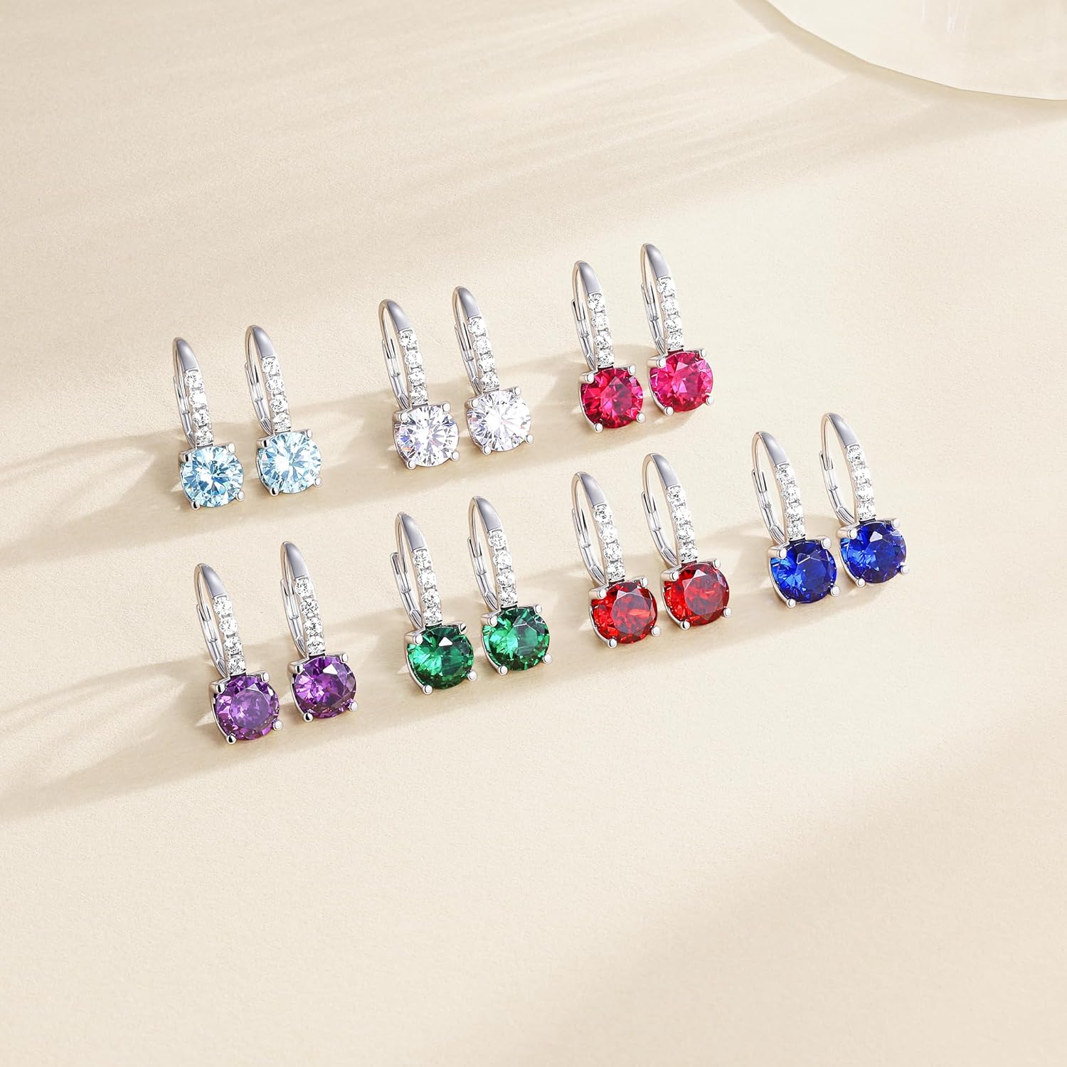 FANCIME 925 Sterling Silver Drop Dangle Earrings Leverback Clasp 6.5mm Hoop Gemstone Earrings Birthstone Jewelry Gift for Women Mom Wife Her - Image 5