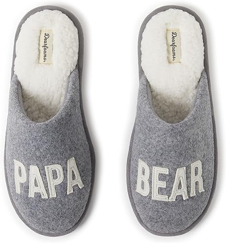 Dearfoams mens Matching Family Holiday Papa Bear Sherpa Lined Moc Toe With Embroidery Slipper - 79% off