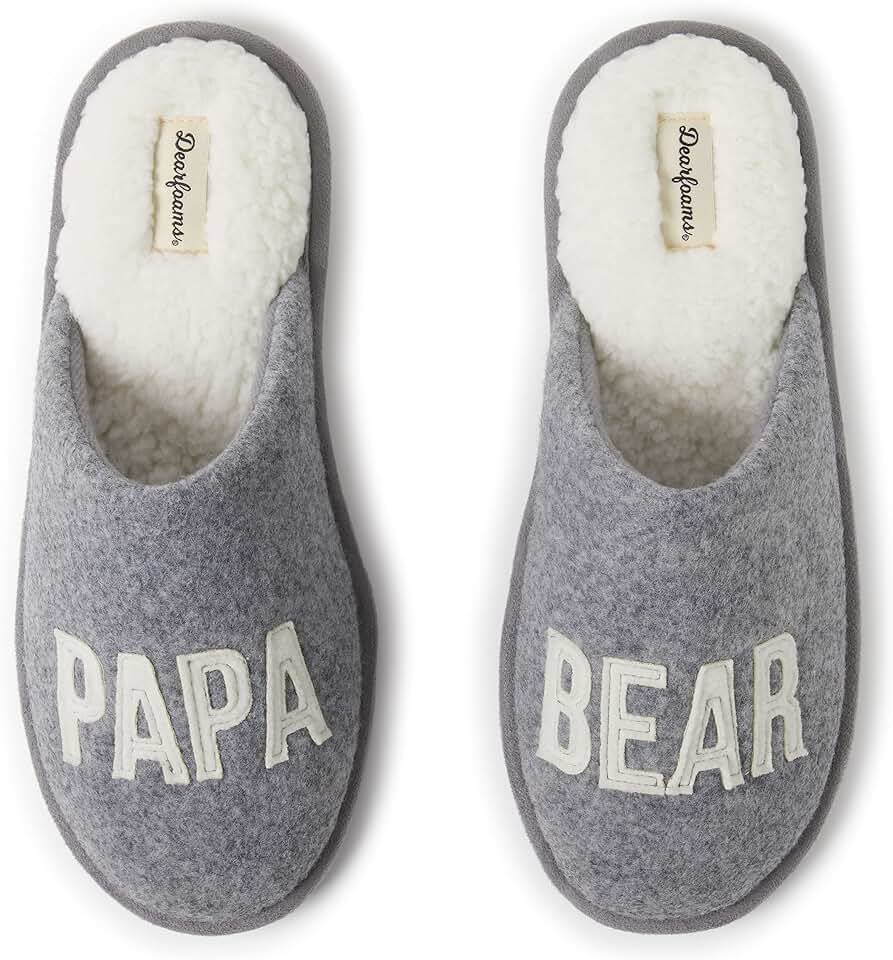 Dearfoams Men’s Papa Bear Sherpa Lined Moc Slipper