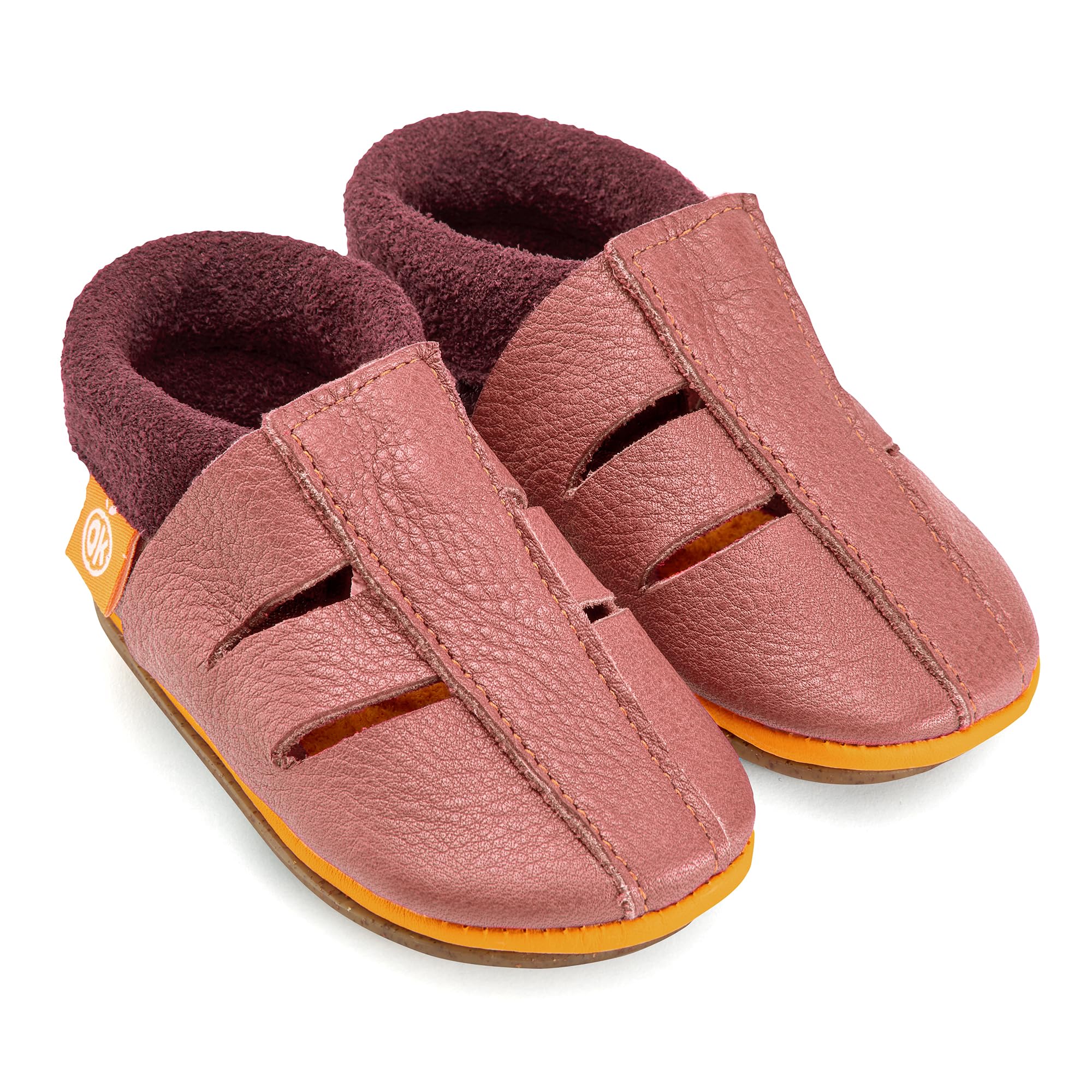 Amigo Sandale KITA-Hausschuhe – Kinder Barfußsandale aus Bio-Leder, Atmungsaktive Lauflernschuhe mit rutschfester Gummisohle für Jungen & Mädchen