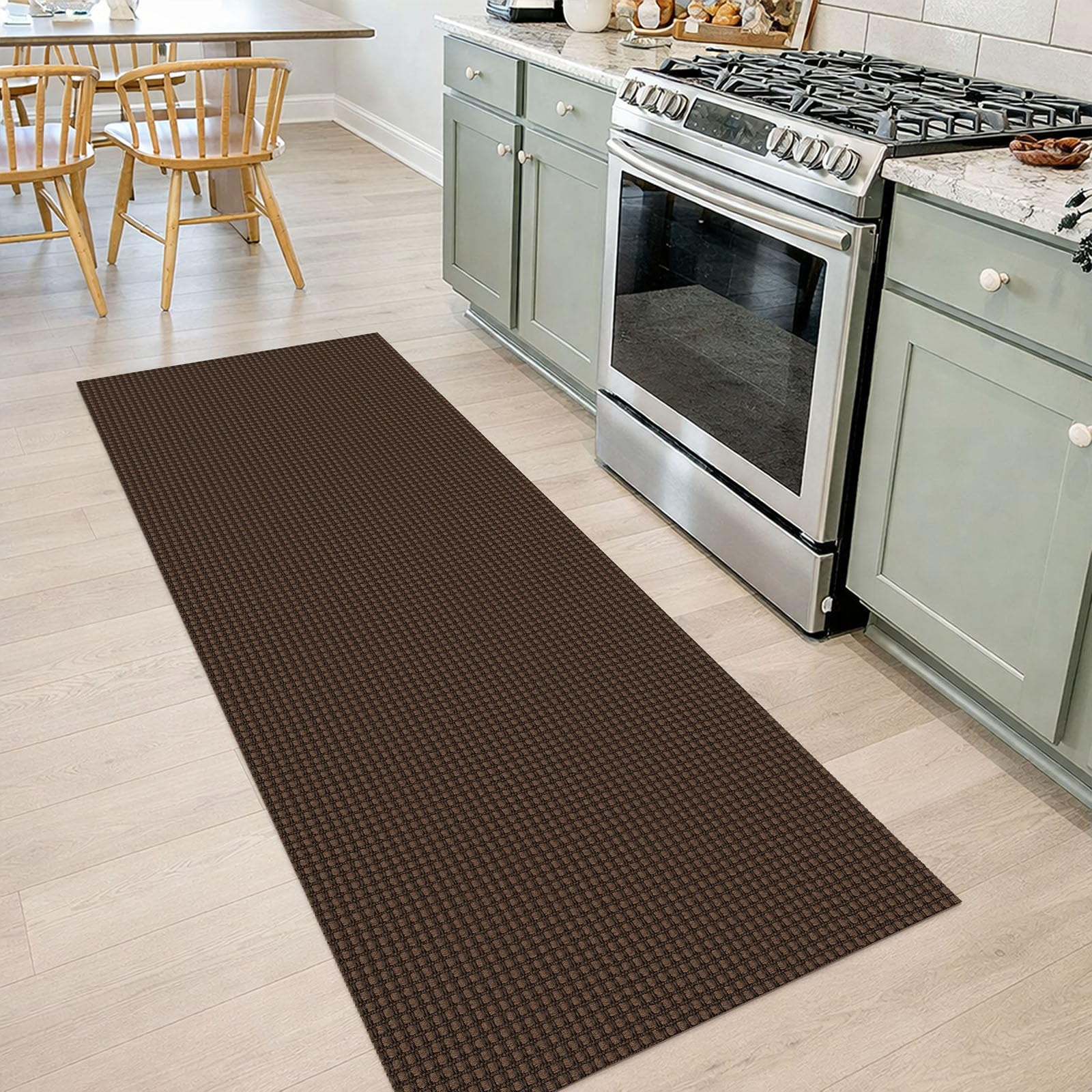 IOHOUZE Washable Runner Rug 2x7 Non Slip Runners for Hallways Entryway Runner Indoor, Kitchen Rugs Woven Cotton Floor Carpet for Kitchen Hall Entrance Bedroom, Brown