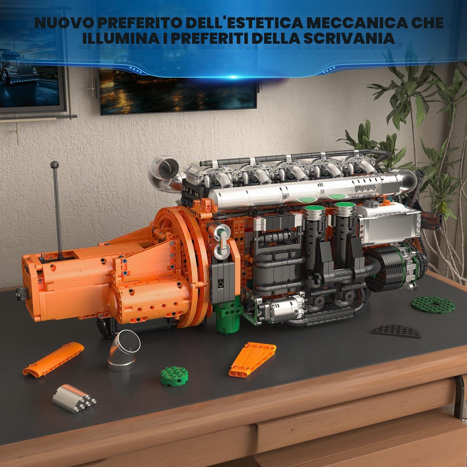 Mould King 10200 Technology Track Engine Block Toy Set, 3070 pezzi blocco morsetto motore con trasmissione motore batteria, modello di costruzione per bambini e adulti creativi