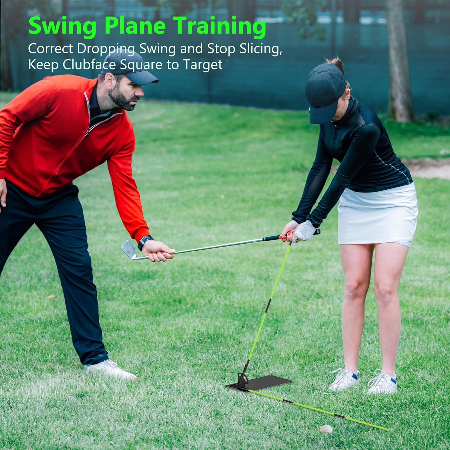 Golf Alignment Sticks - Golf Sticks Alignment Holder Plate, Golf Alignment Rods Aid for Aiming, Putting, Full Swing Trainer, Posture Corrector Golf Training aid