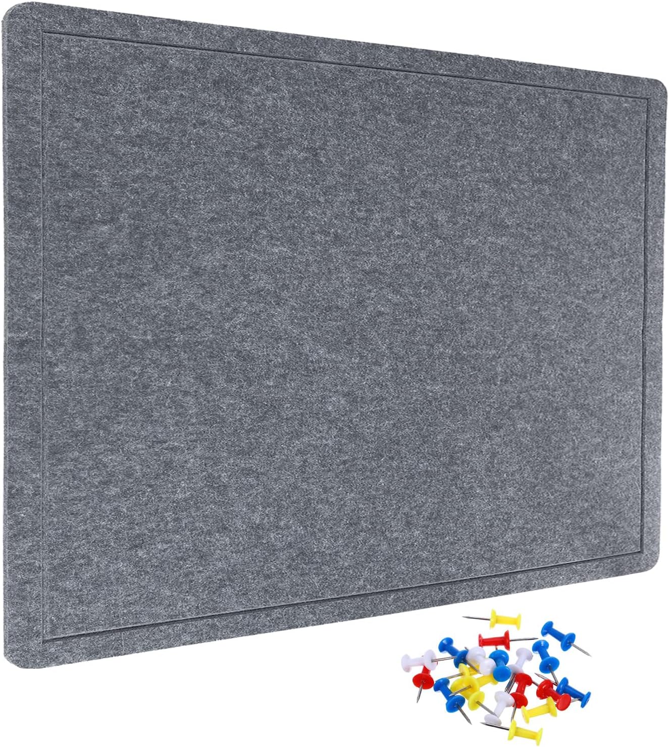 YOKIVE Felt Bulletin Board, 24 x 15.7 -Inch Foldable Decorative Pin Board Self Adhesive Felt Cork Board with 20 Pushpins, Great for Wall, Photo Display, Paste Note, Schedule(Black)