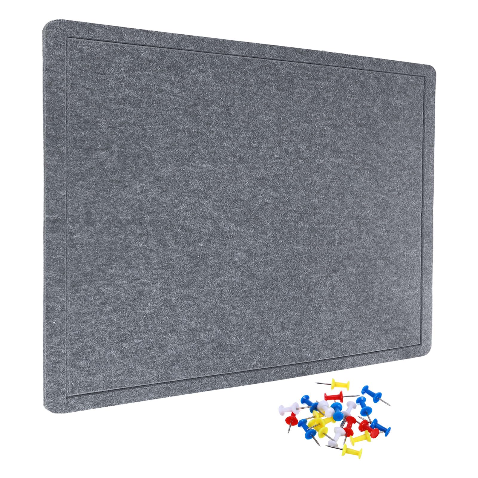 YOKIVE Felt Bulletin Board, 48 x 48 -Inch Foldable Decorative Pin Board Self Adhesive Felt Cork Board with 20 Pushpins, Great for Wall, Photo Display, Paste Note, Schedule(Gray)