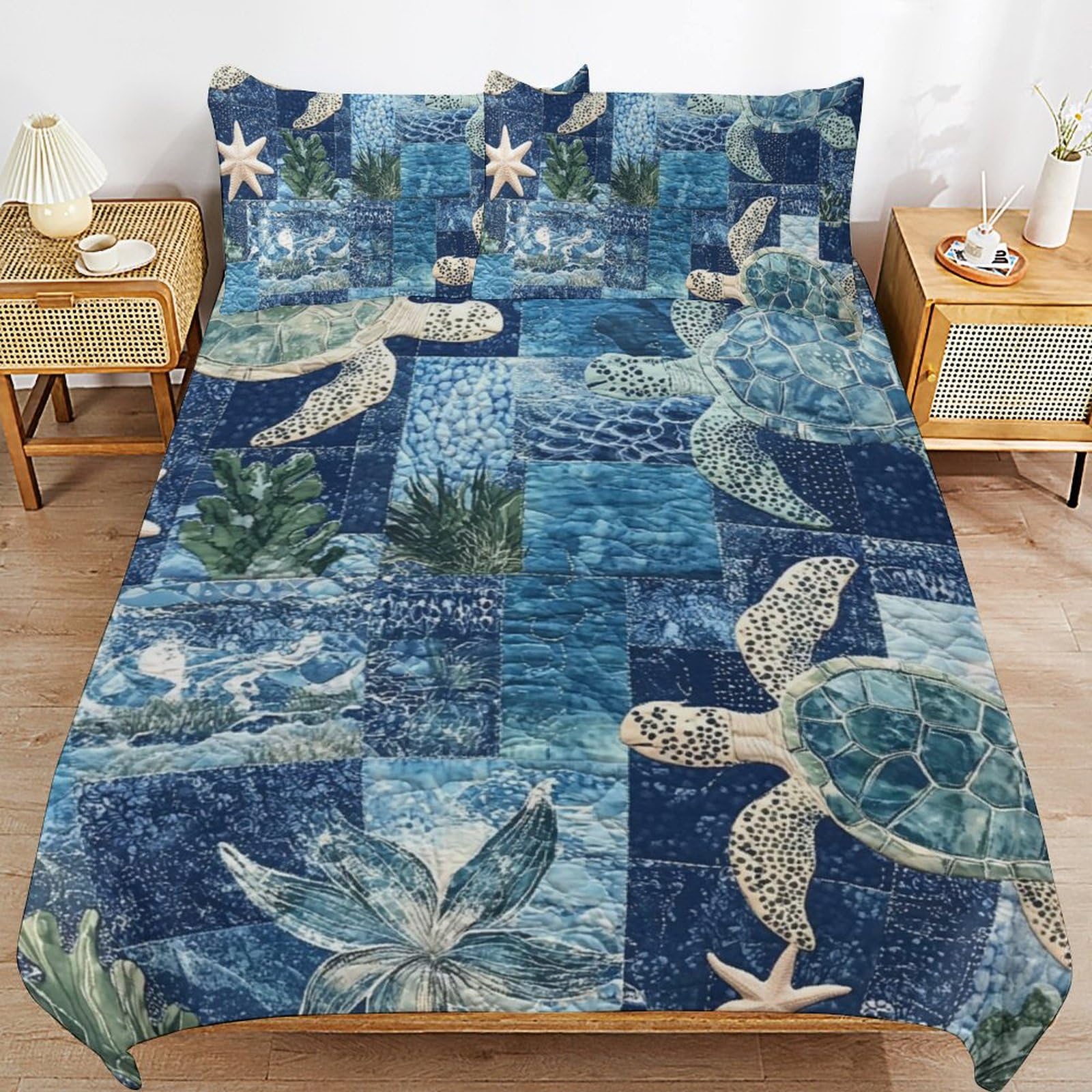 Housse de couette tortue douce pour lit enfant avec zip pratique