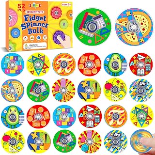 SCIONE 52 Pack Math Classroom Party Favors Fidget Spinner for Kids Birthday, Math Theme Fidget Spinner Bulk for Classroom Rewards, Goodie Bag Stuffers, Number Counting Party Supplies