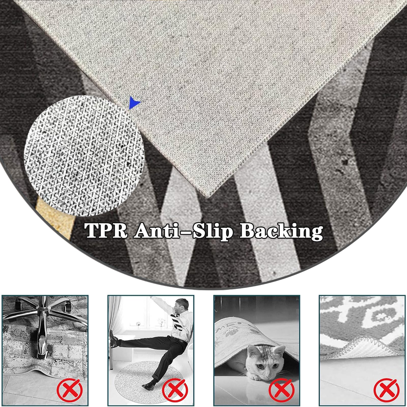 Alfombrilla resistente para silla de oficina para suelos de pelo bajo, antideslizante, gruesa, para silla de escritorio, tapete para silla de juegos, tapete protector redondo para parquet, azulejos