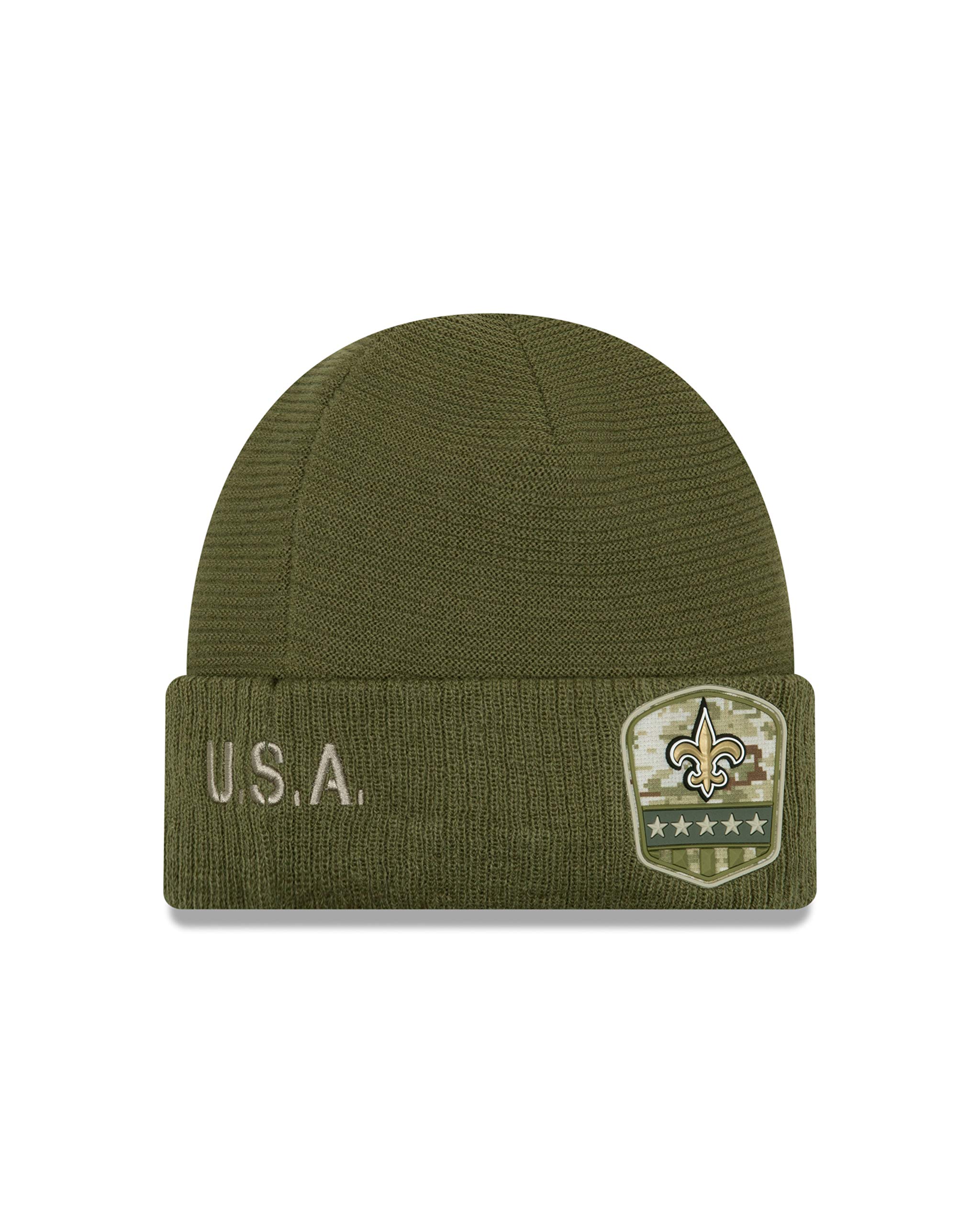 New Era New Orleans Saints Beanie na boisku 2019 Salute To Service Knit
