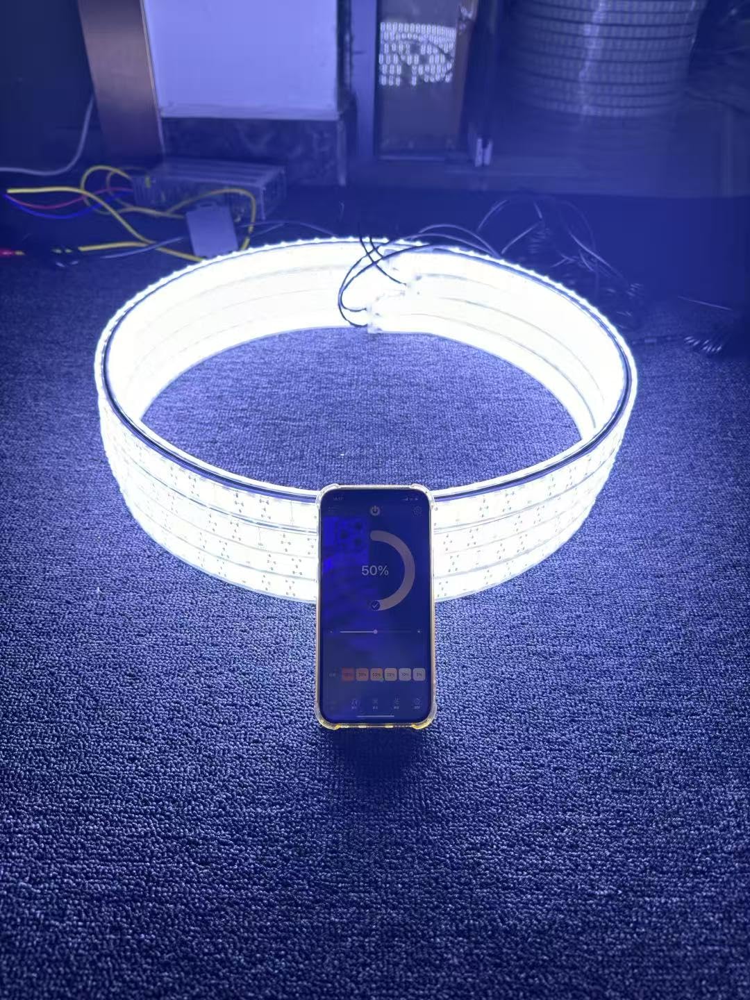 6 Rolls 15.5” Double Sided Triple Row Super Bright Cold White IP68 Waterproof Bluetooth Wheel Lights for Off-Road Vehicles - Stunning Strobe Flash & Breath Effects for Car Truck SUV Pickup