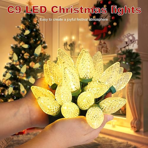 Miniatura 3 de Luces de Navidad C9 LED para exterior, 50 LED, 32 pies, luces de cadena C9 para Navidad, bombillas de fresa enchufables, conectables, certificadas