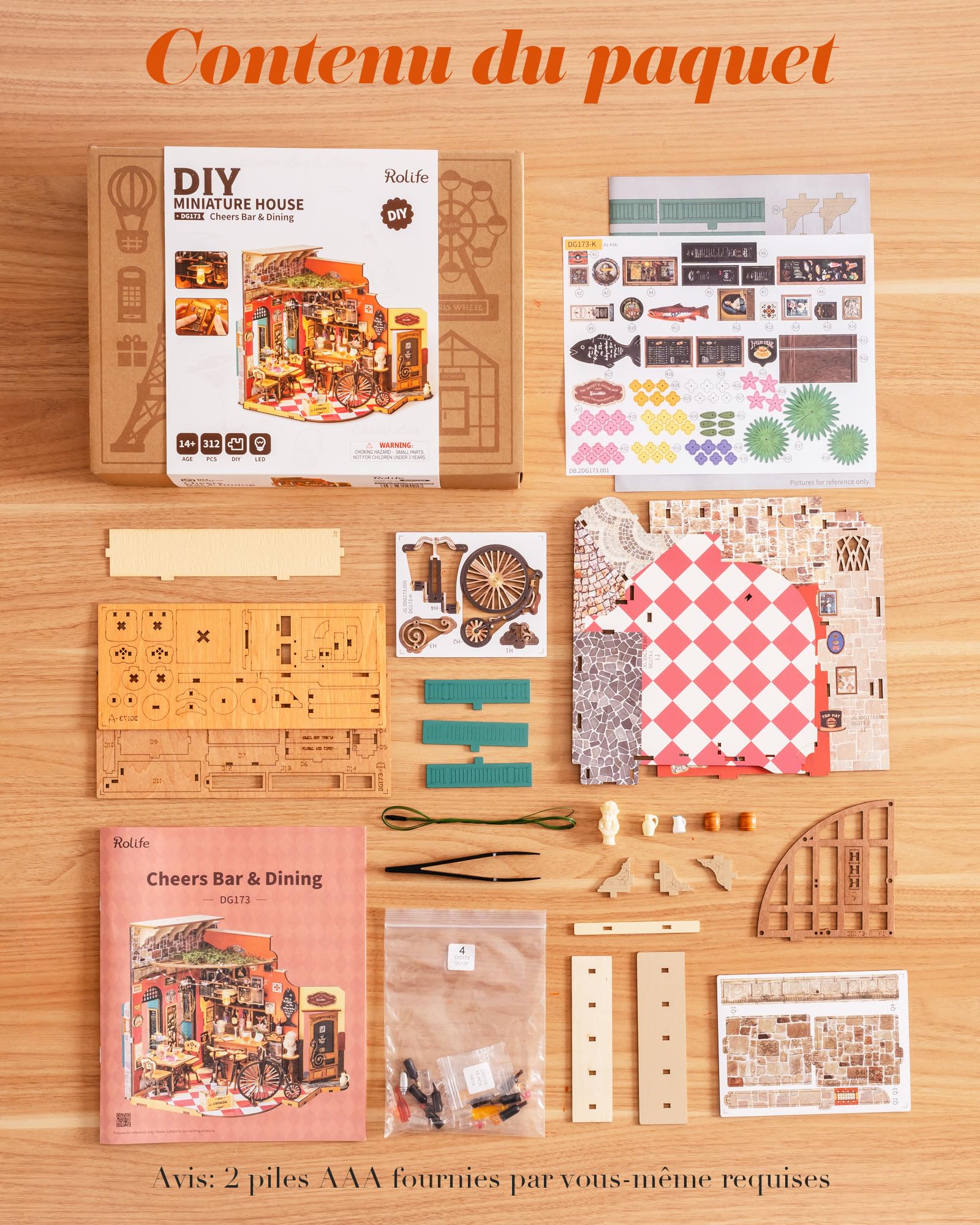 Rolife Maison Miniature - Maquette 3D Puzzle Cheers Bar, Maison de Poupée en Bois 3D à Construire Book Nook pour Adultes et Adolescents