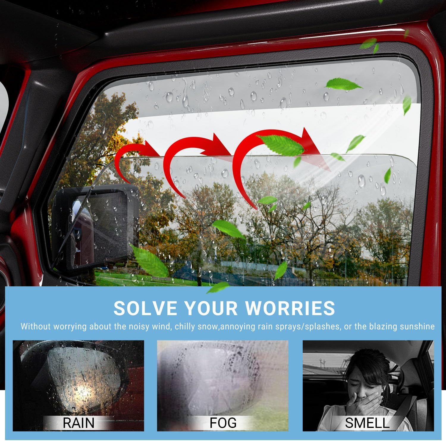 Xipoo Side Window Visor Deflector Compatible with 2020-2026 Jeep Gladiator JT 2018-2026 Wrangler JL 4-Door Replacement for 20-26 Gladiator Accessories