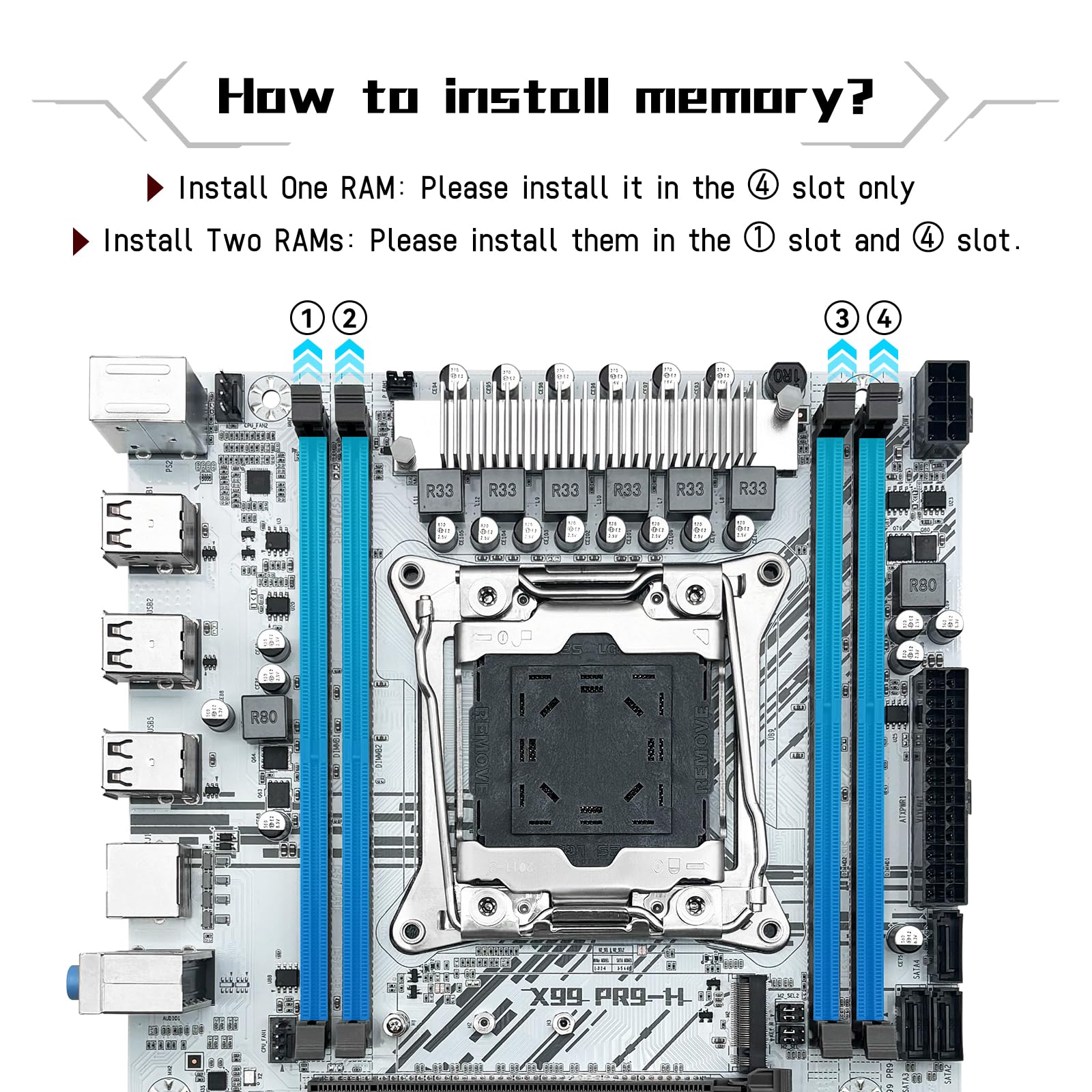 SHANGZHAOYUAN X99 PR9-H1 Scheda madre Micro ATX Server Intel E5 V3/V4 e Core i7, DDR4 128 GB Max, NVME/NGFF M.2, PCIe X16, LAN Gigabit
