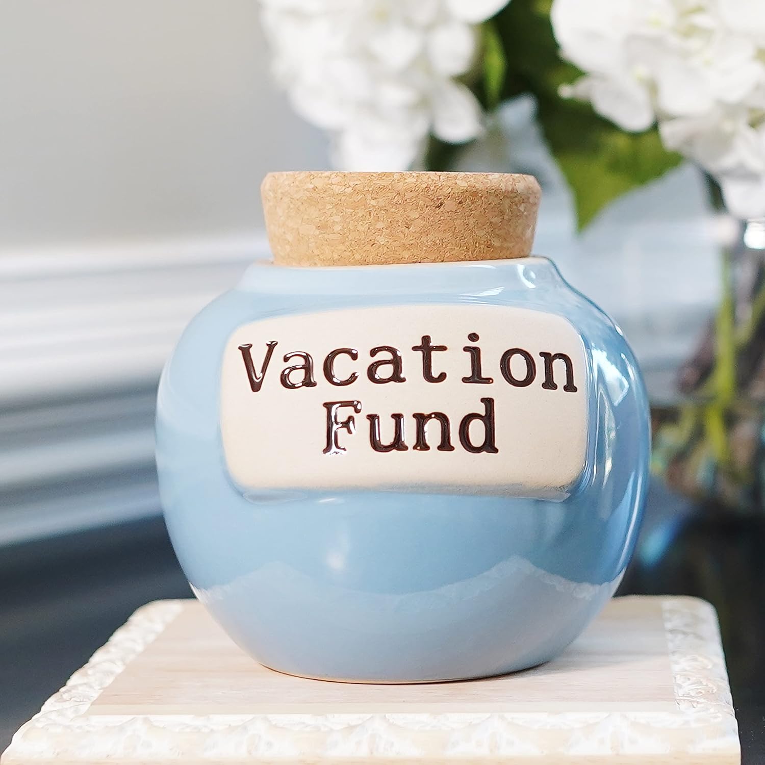 Cottage Creek Jars | Vacation Fund Travel Piggy Bank - Ceramic Travel Essentials Money Jar for Women, Mom, Dad | Road Trip, Cruise, Beach, Vacation Accessories Savings Bank