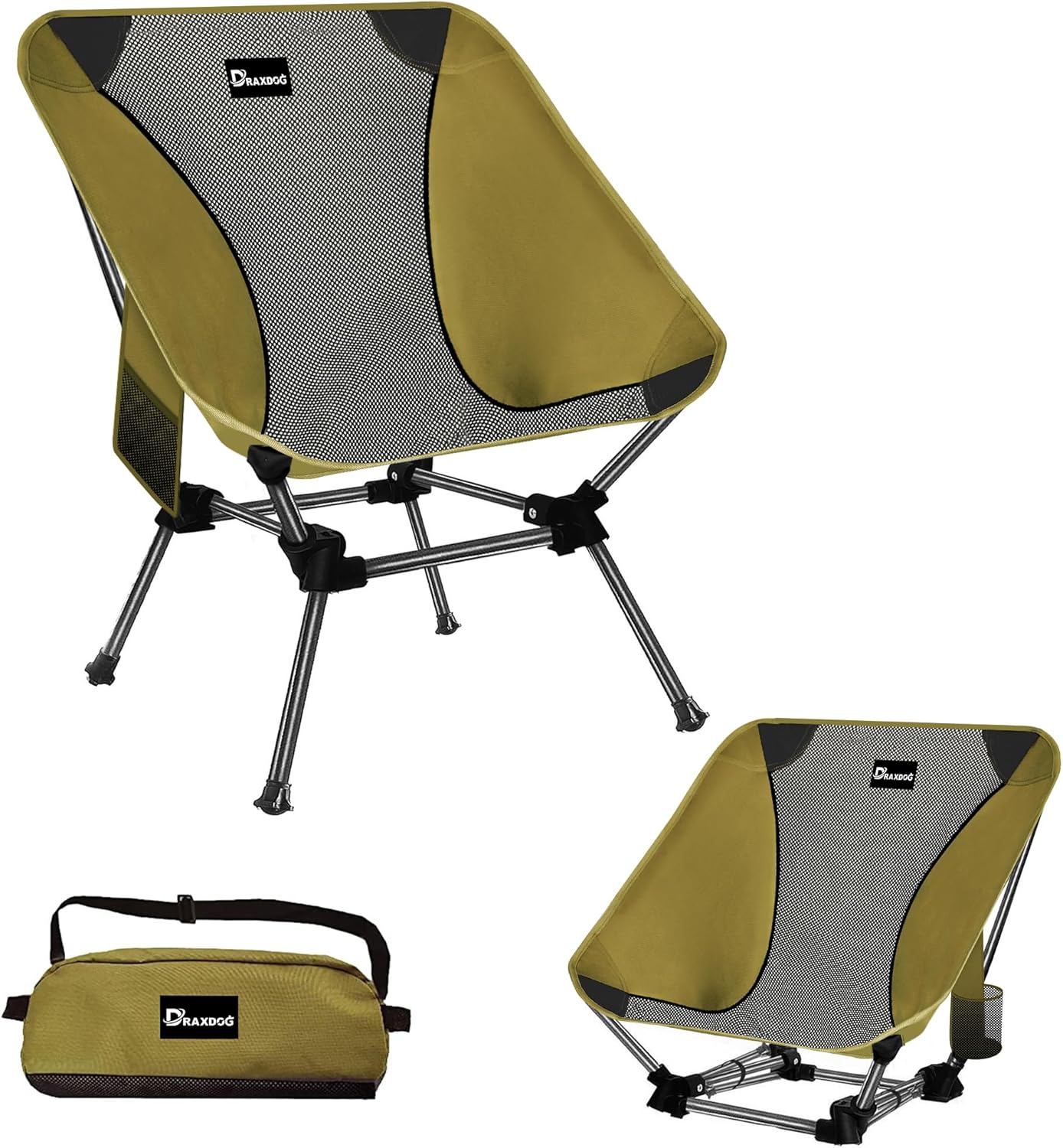 Camping Chair, 2 Way Compact Backpacking Chair, Portable Folding Chair, Beach Chair with Side Pocket, Lightweight Hiking Chair Low Back Chair 002STAK-WB-BH2 (Emerald)