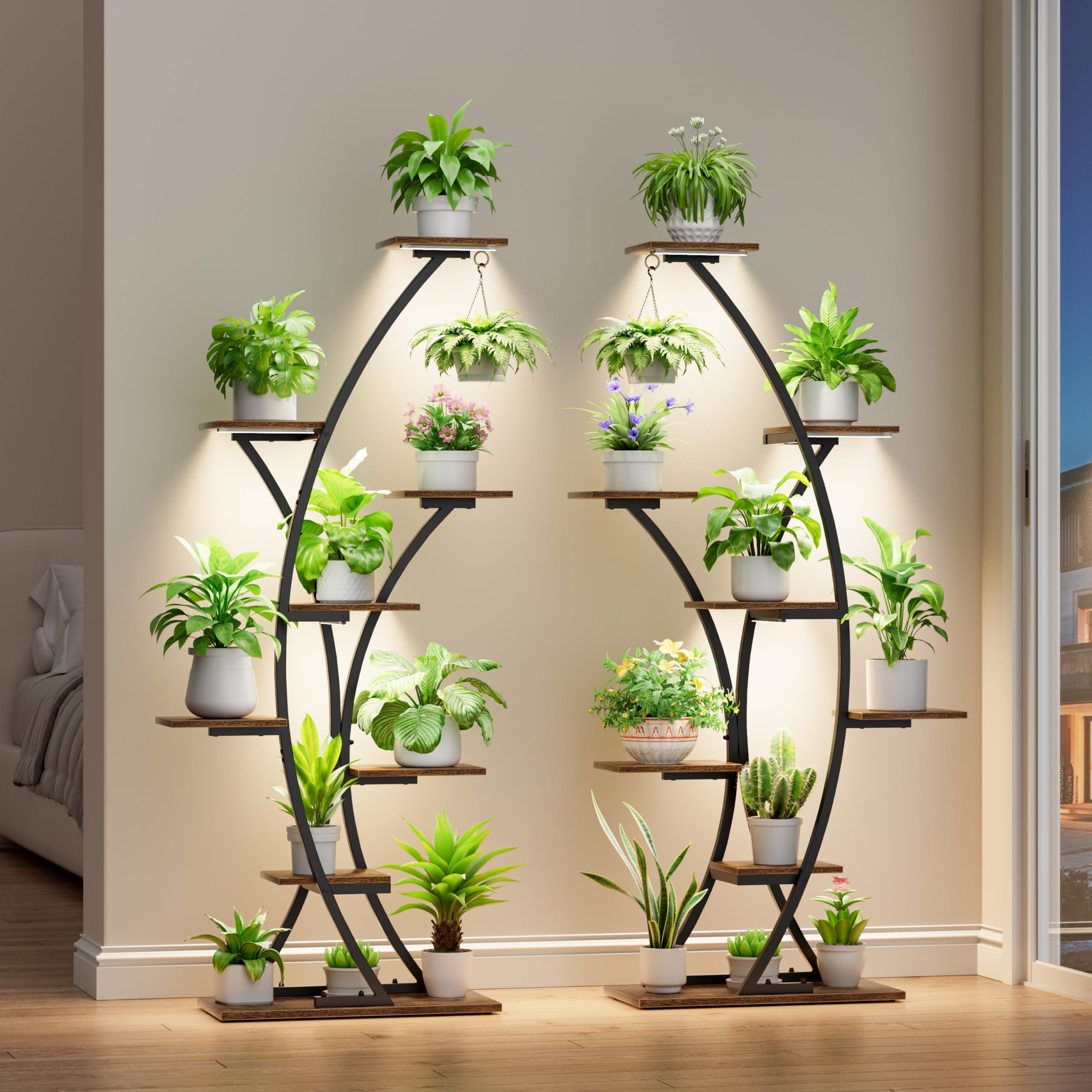 Support pour plantes d'intérieur avec lampes pour sauver les plantes du manque de lumière en salon